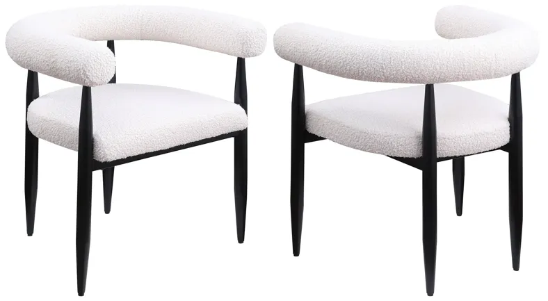 Dunmore Boucle Upholstered Dining Arm Chair Cream (Set of 2)