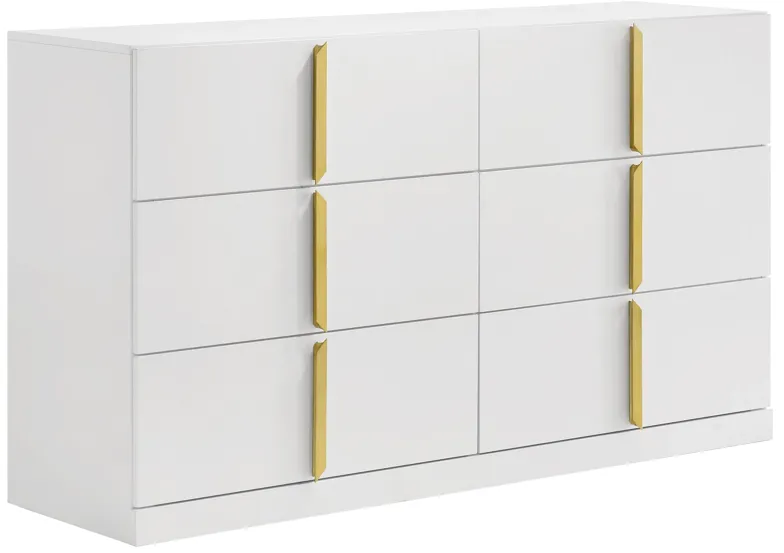 Ines 6-drawer Bedroom Dresser Cabinet White High Gloss