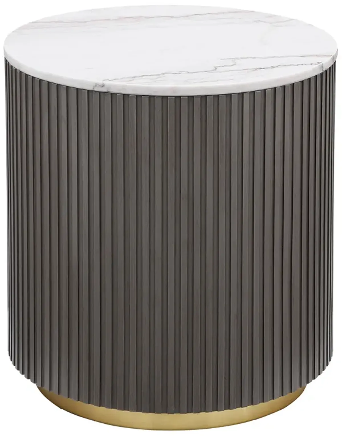 Jason Round Marble Top Side End Table White and Charcoal