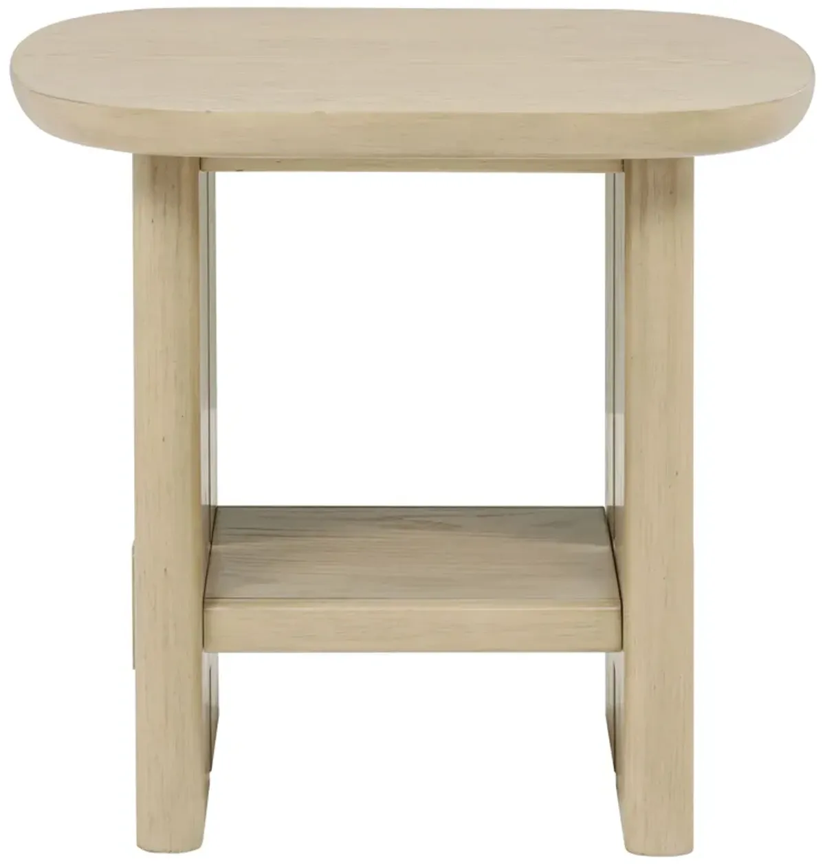 Kailani Coastal Square End Side Table with Shelf Beige Oak