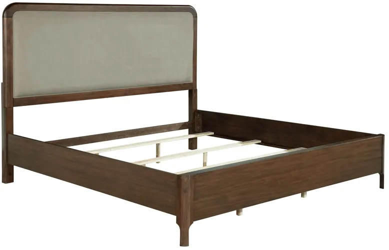 Maderia 57-inch Upholstered Panel Bed Walnut