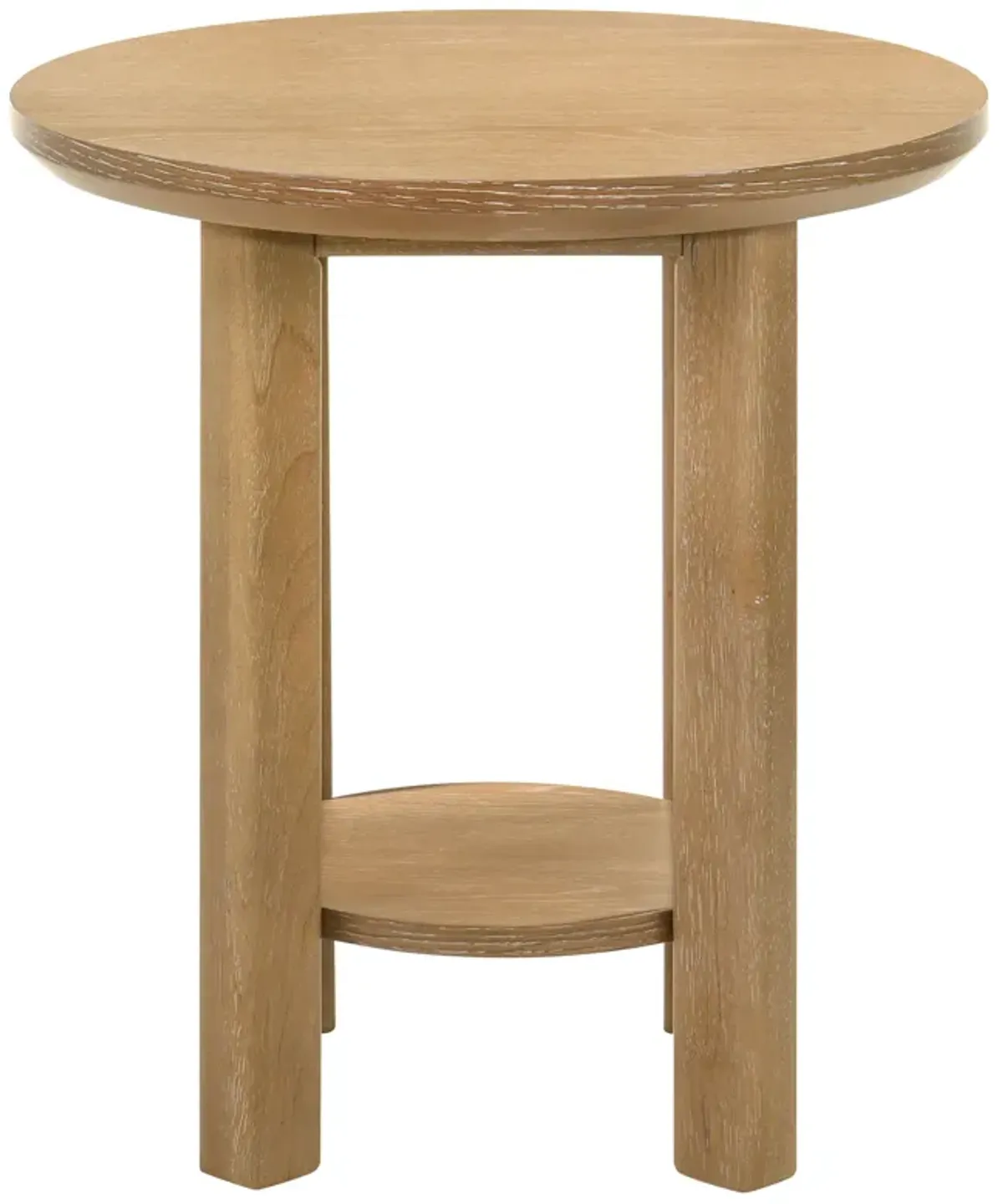 Ottowa Round Wood Side End Table with Shelf Light Oak