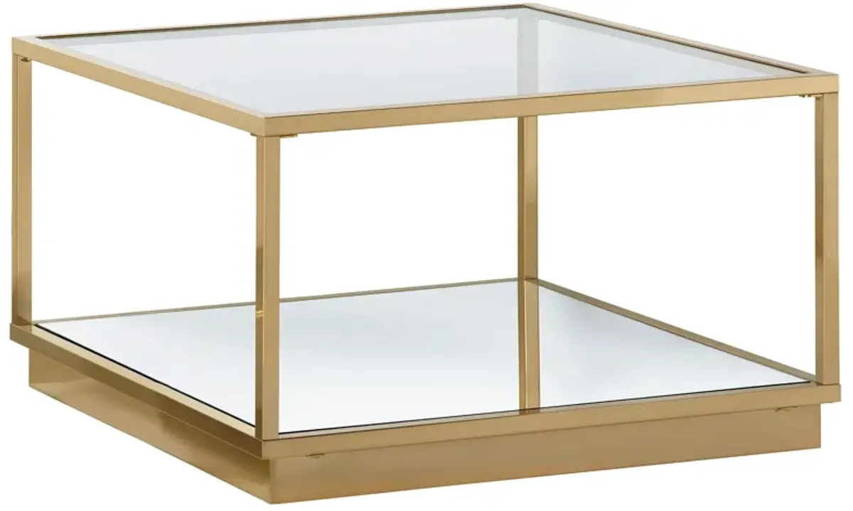 Renee 2-piece Square Coffee Table Set Rose Brass
