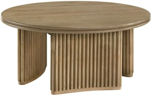 Adina Round Wood Coffee Table Distressed Light Brown