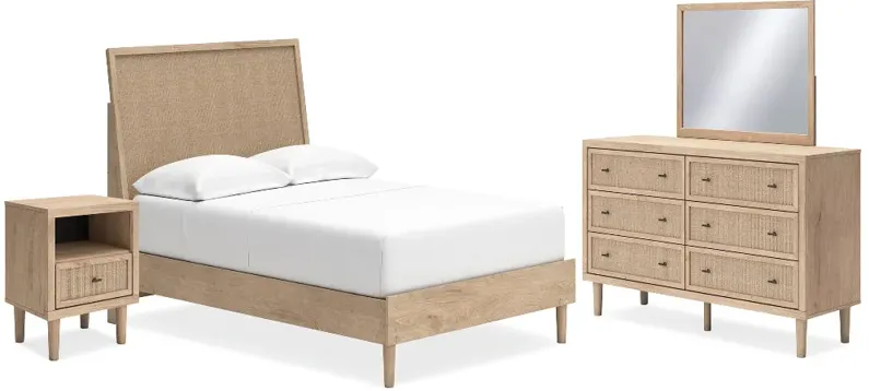 Cielden Full Panel Bed with Mirrored Dresser and Nightstand