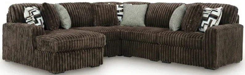 Midnight-Madness 5-Piece Sectional with Left Chaise - Brown