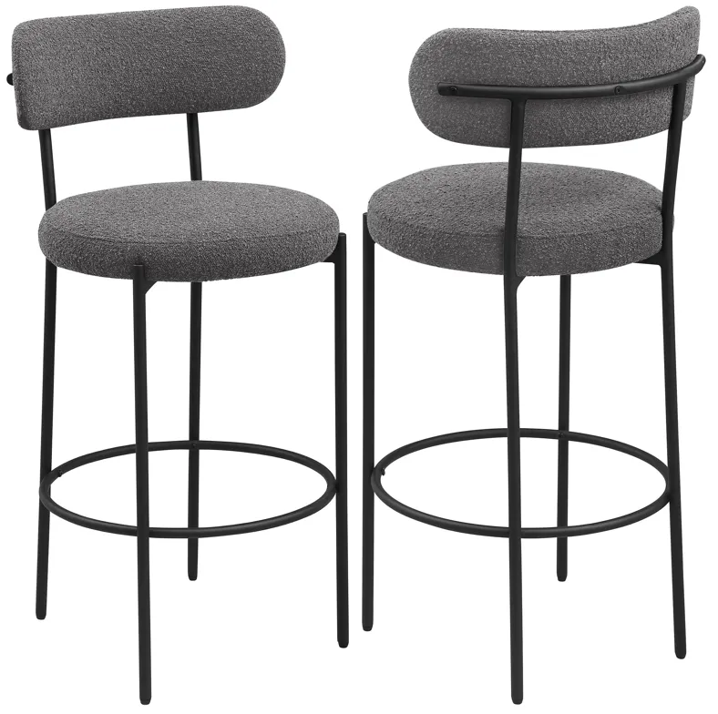 Viola Grey Boucle Upholstered Bar Chair (Set of 2)