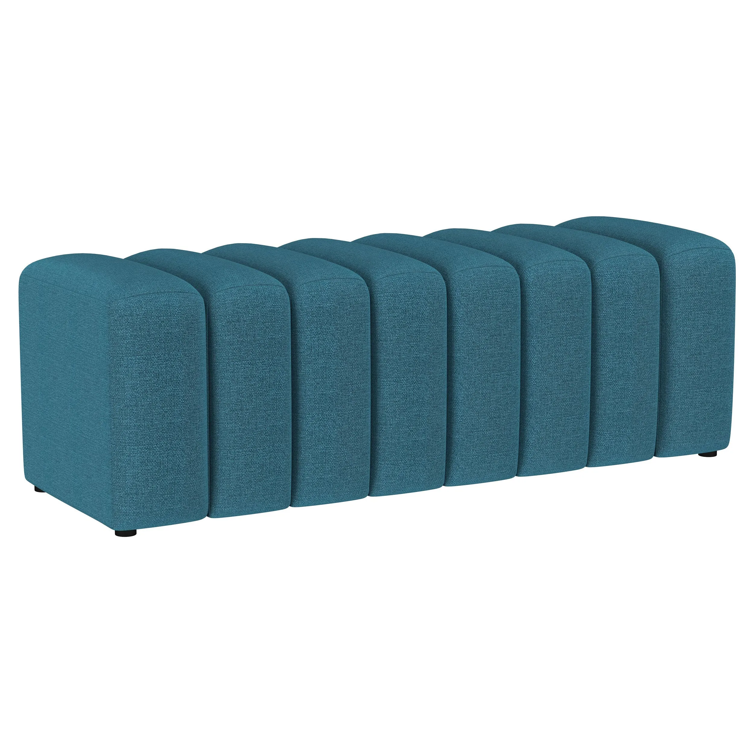 Summer Blue Fabric Upholstered Tufted Accent Bench