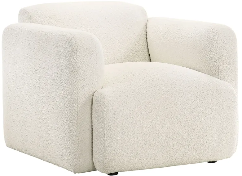 Dorset White Fabric Upholstered Round Track Arm Accent Chair
