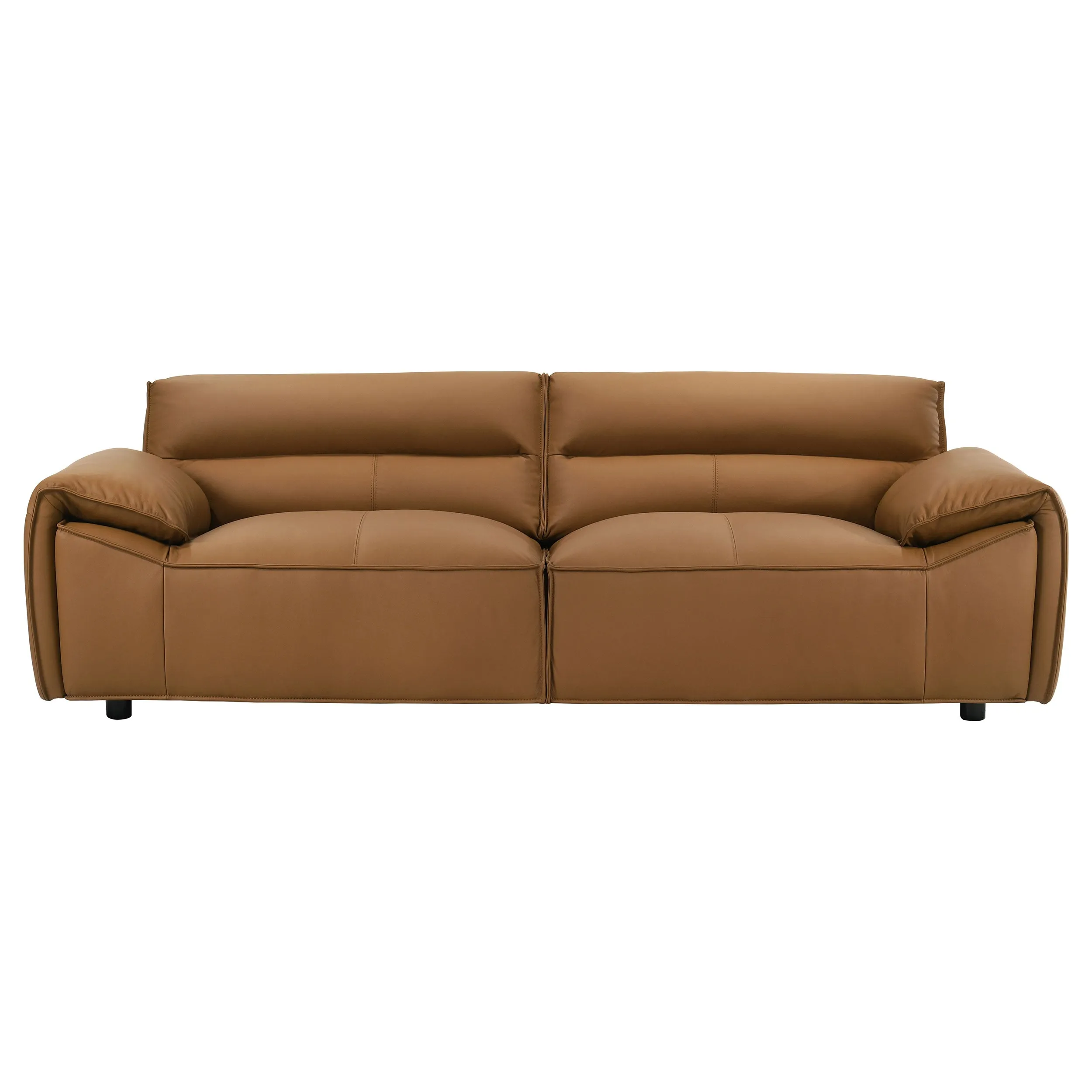 Buxton Orange Top Grain Leather Upholstered Sofa