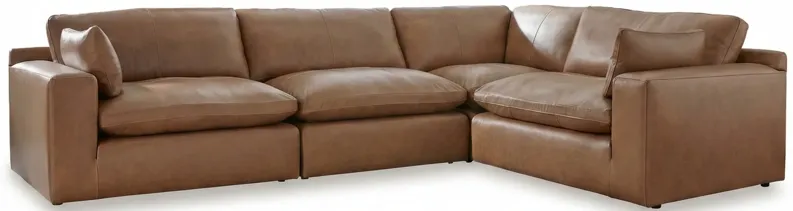 Emilia Caramel Leather 4-Piece Modular Sectional Sofa