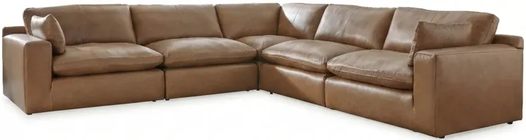 Emilia Caramel Leather 5-Piece Modular Sectional Sofa