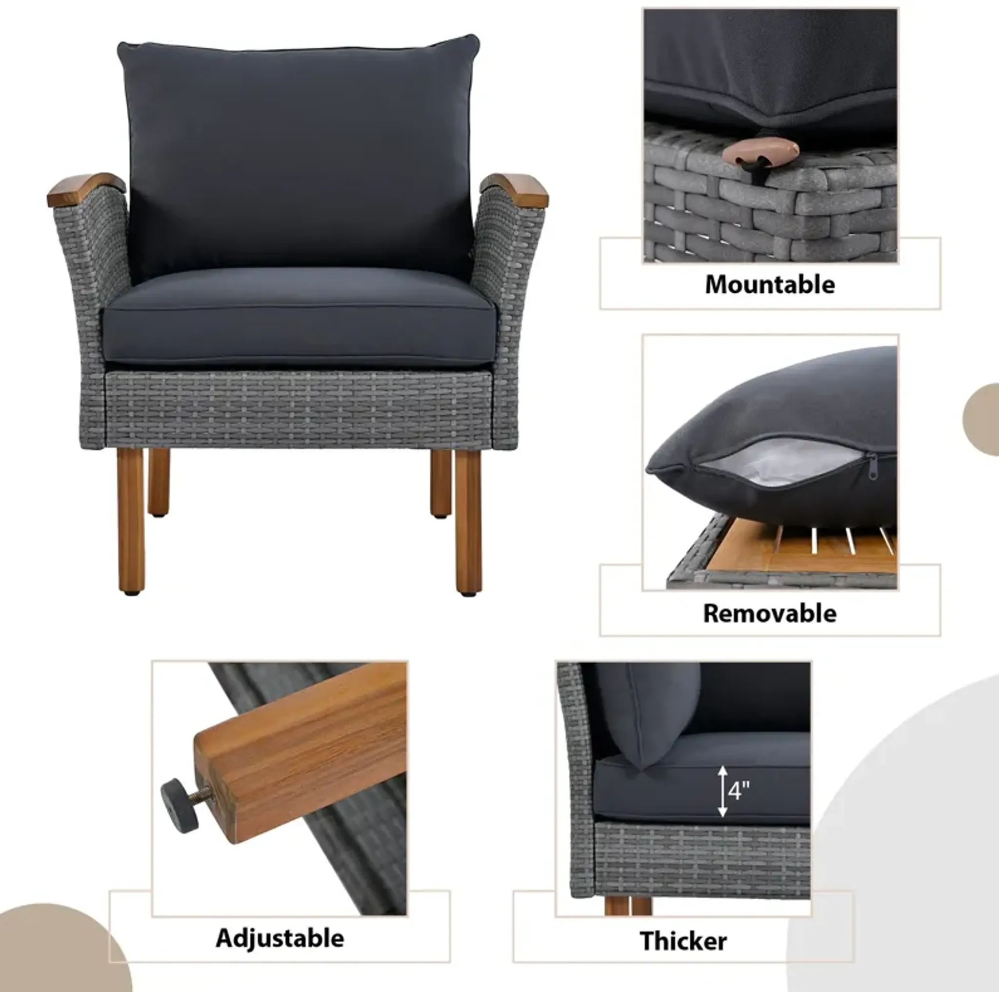 Outdoor Sectional Set Cushioned Seating Gray Mid In Mod | Furniture.com