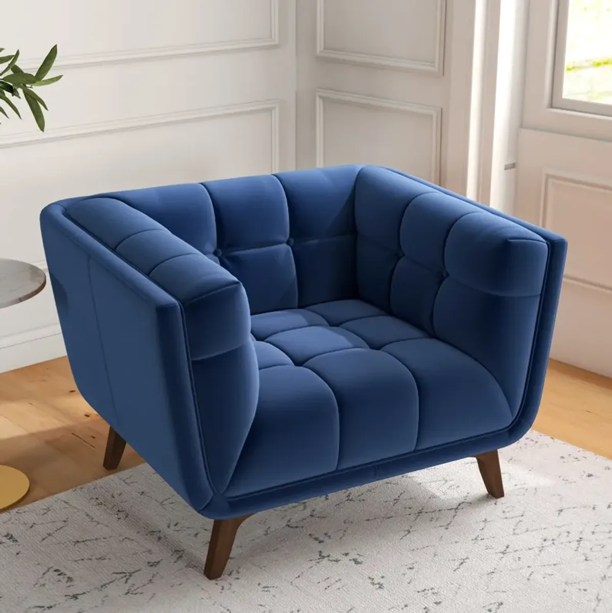 Kano Navy Blue Velvet Lounge Chair