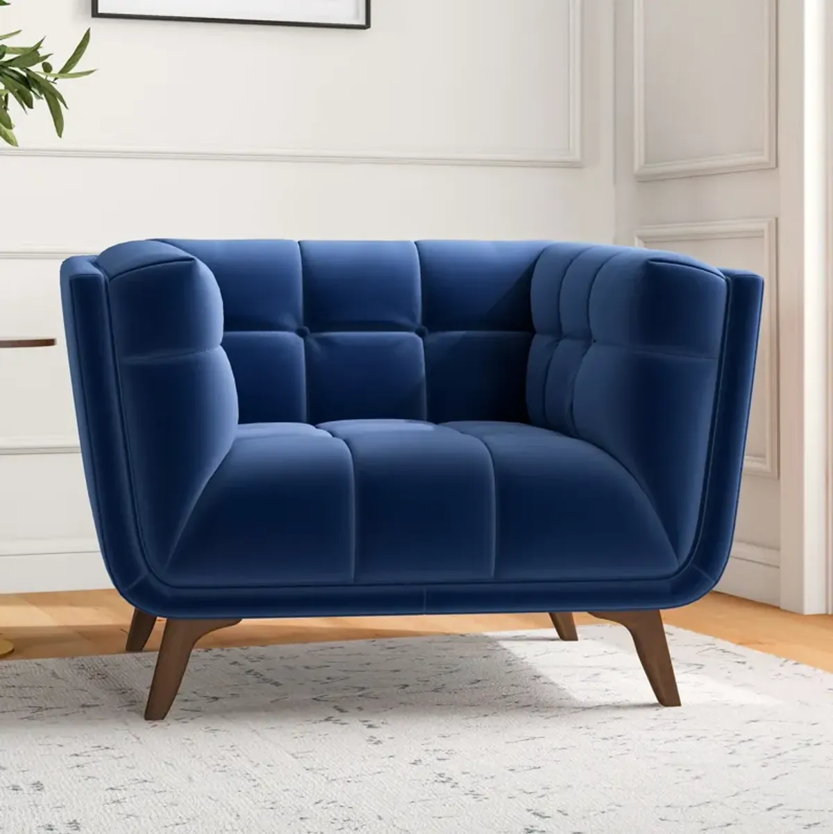 Kano Navy Blue Velvet Lounge Chair