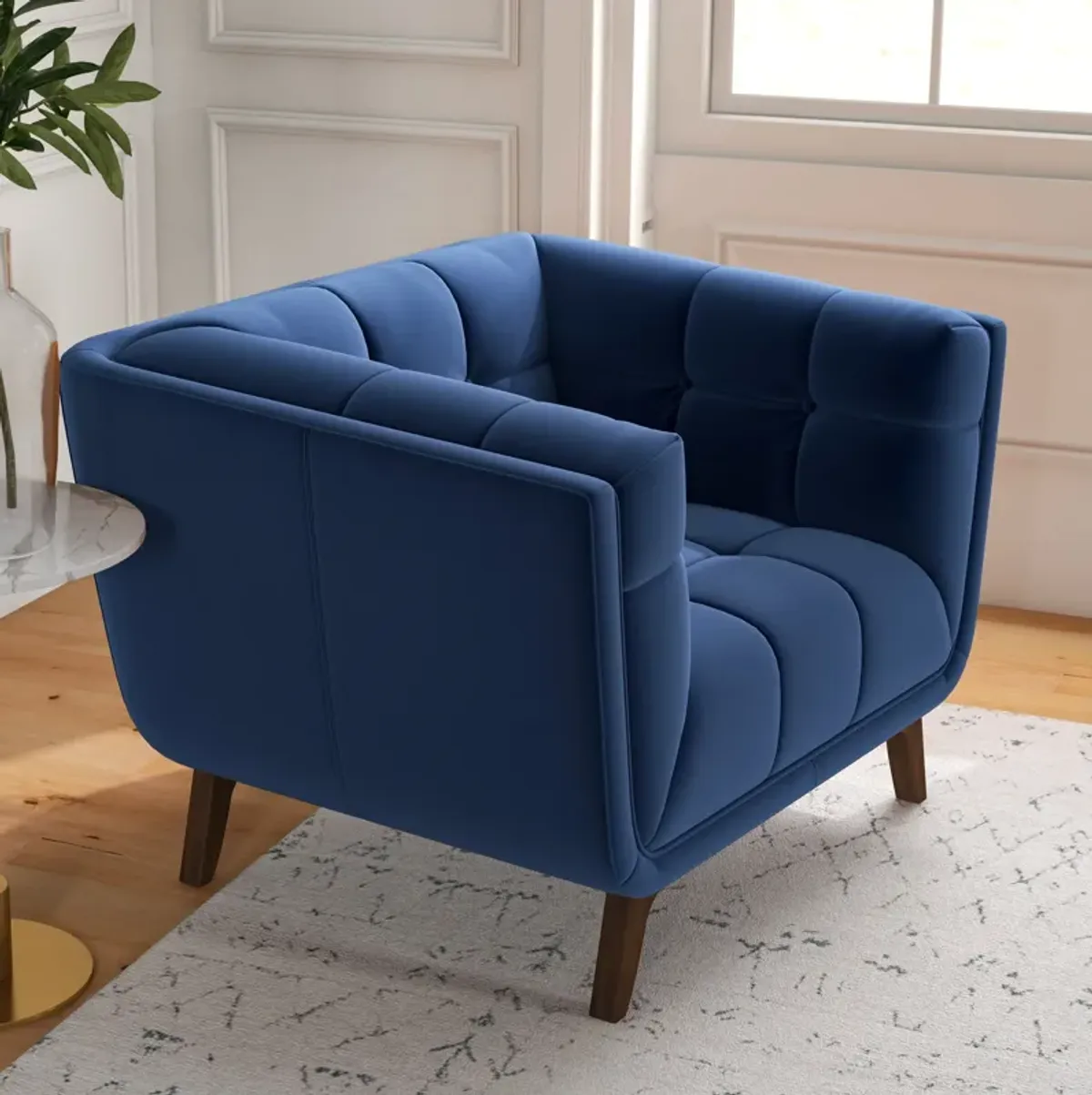 Kano Navy Blue Velvet Lounge Chair