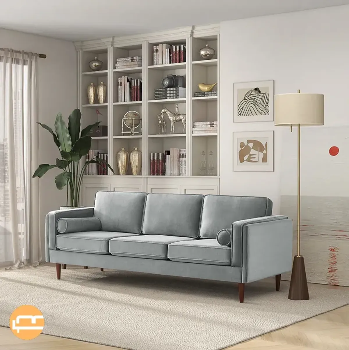 Fordham Grey Velvet Sofa