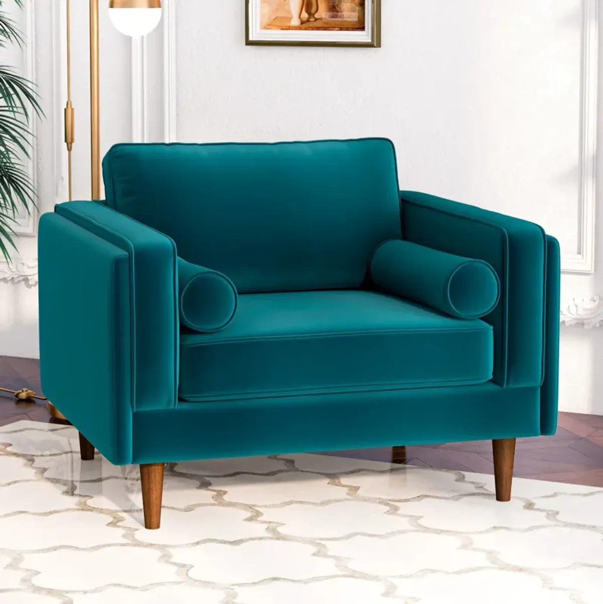 Fordham Teal Velvet Lounge Chair