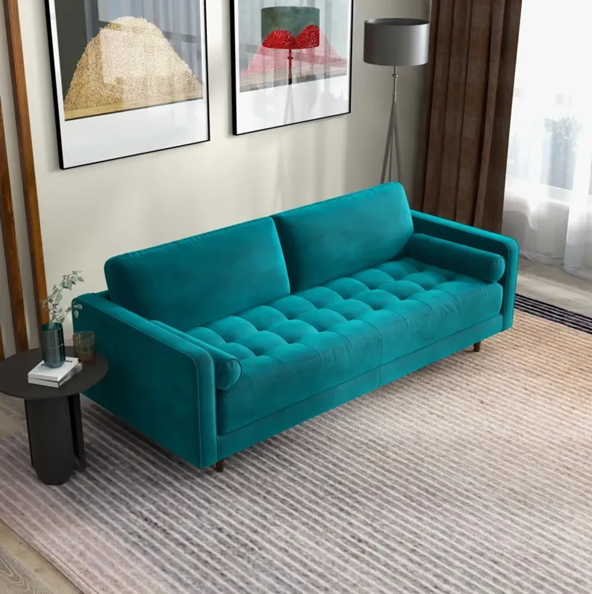 Daphne Teal Velvet Sofa