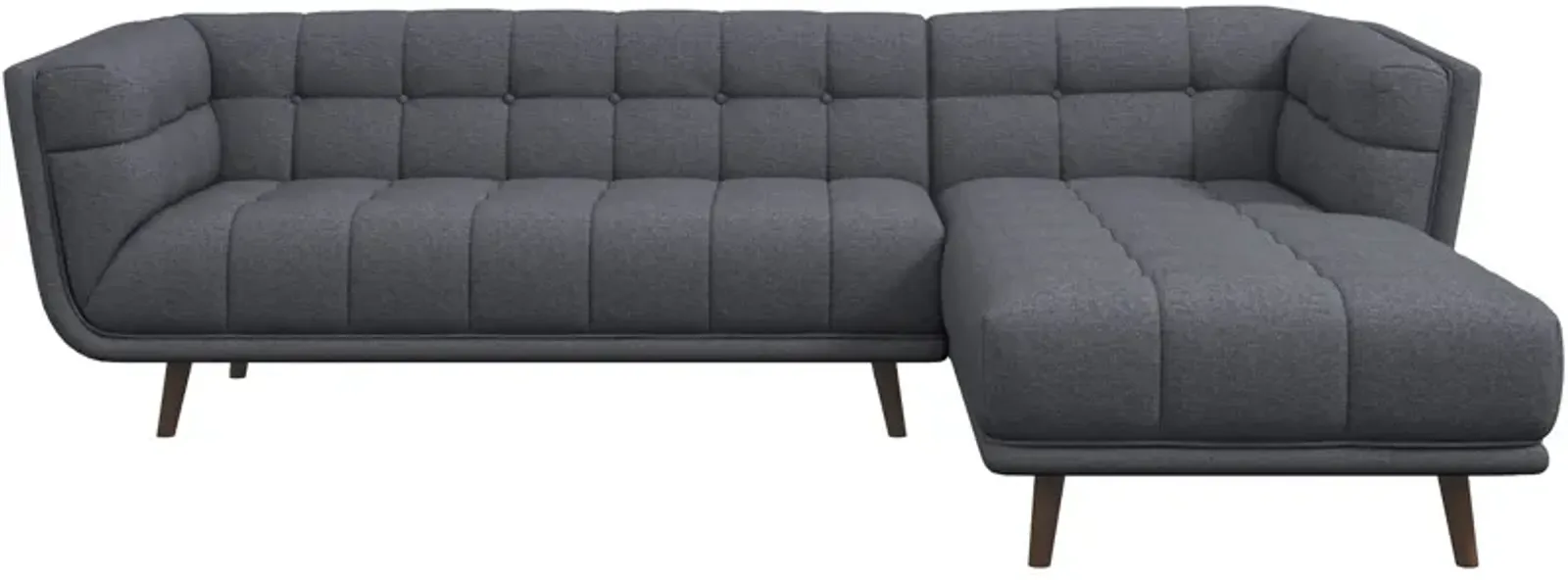 Kano Dark Grey Linen Sectional Sofa Right Facing Chaise