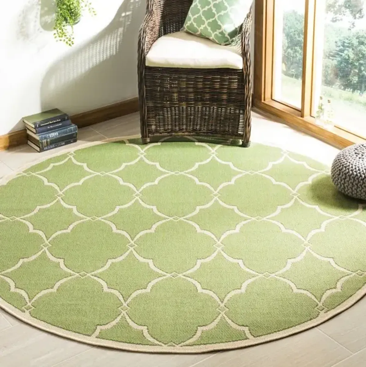 LINDEN 125 Collection LND125X-6R Olive / Cream 6'-7" X 6'-7" Round