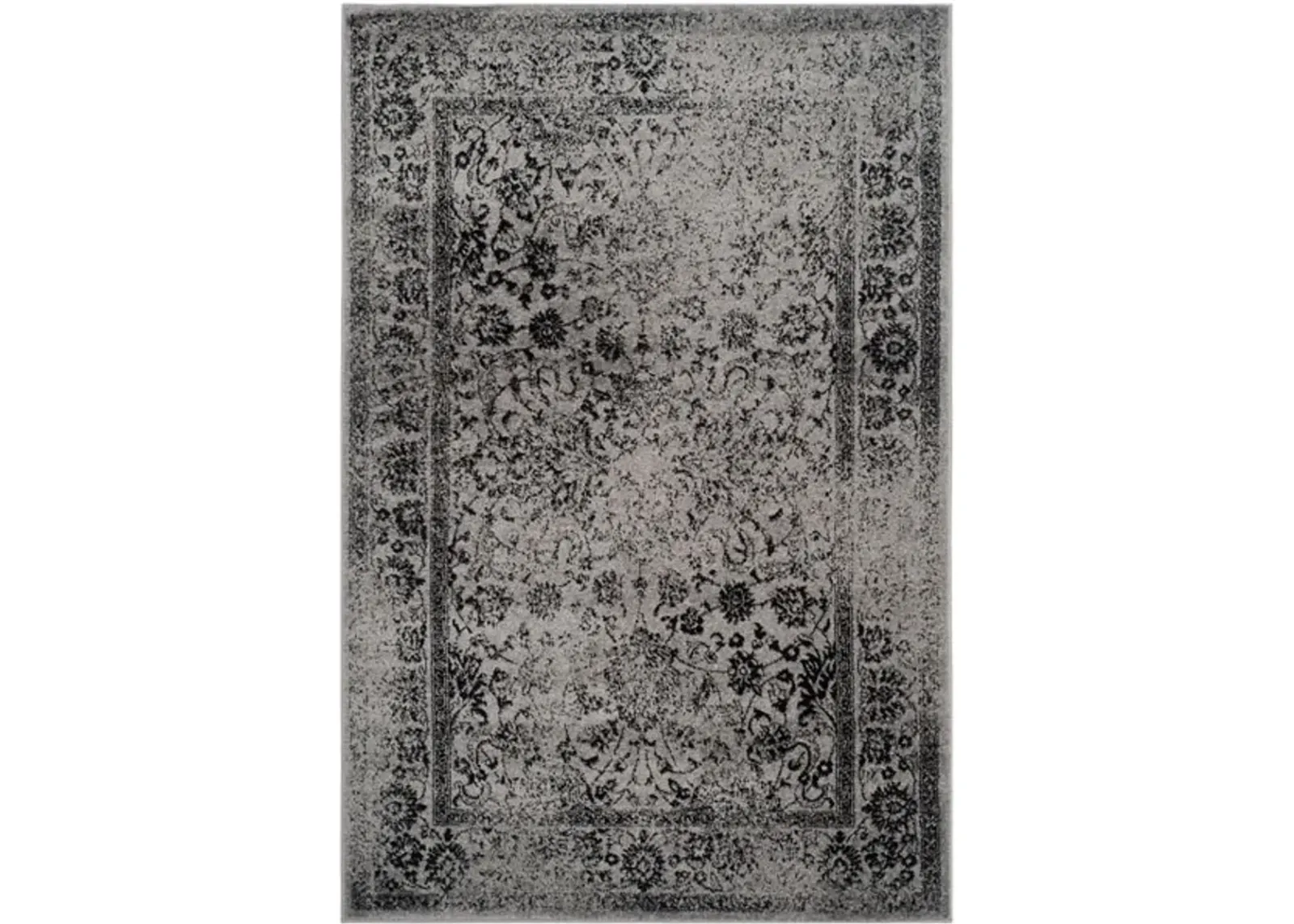 Adirondack Contemporary Grey / Black 2'-6" X 12' Powerloomed Rug