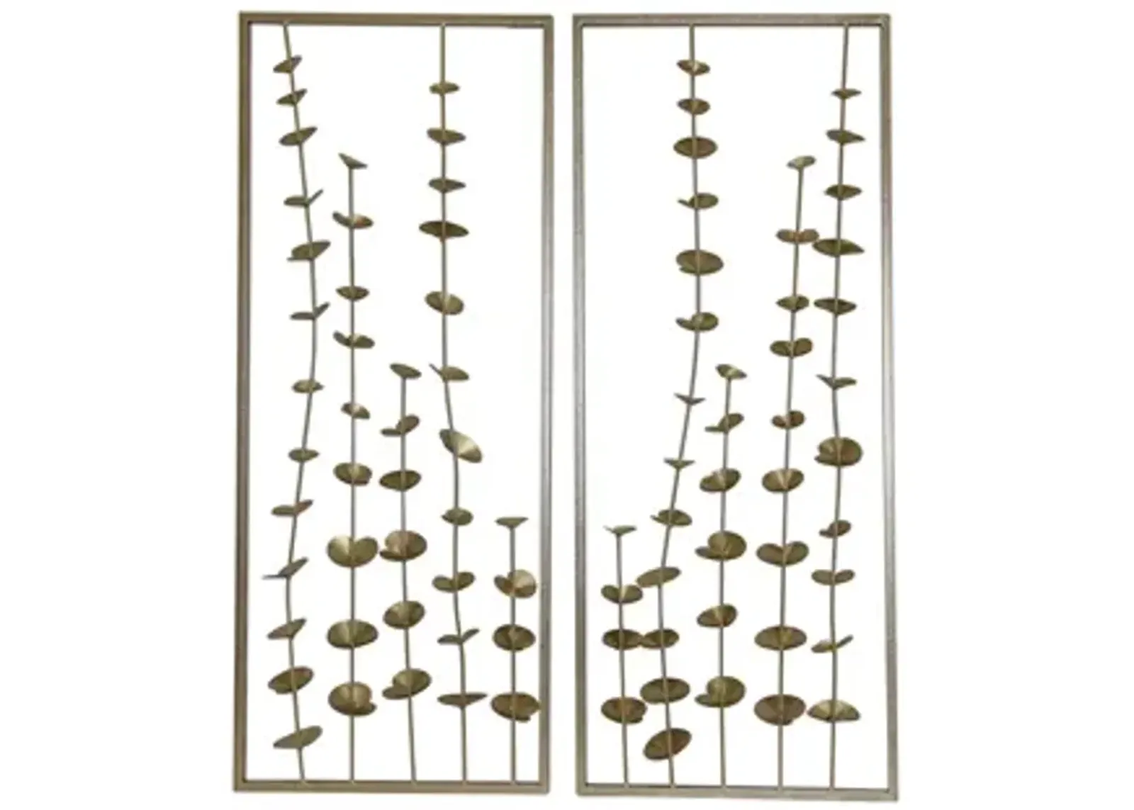 S/2 32" Small Blooms Metal Wall Panels, Gold