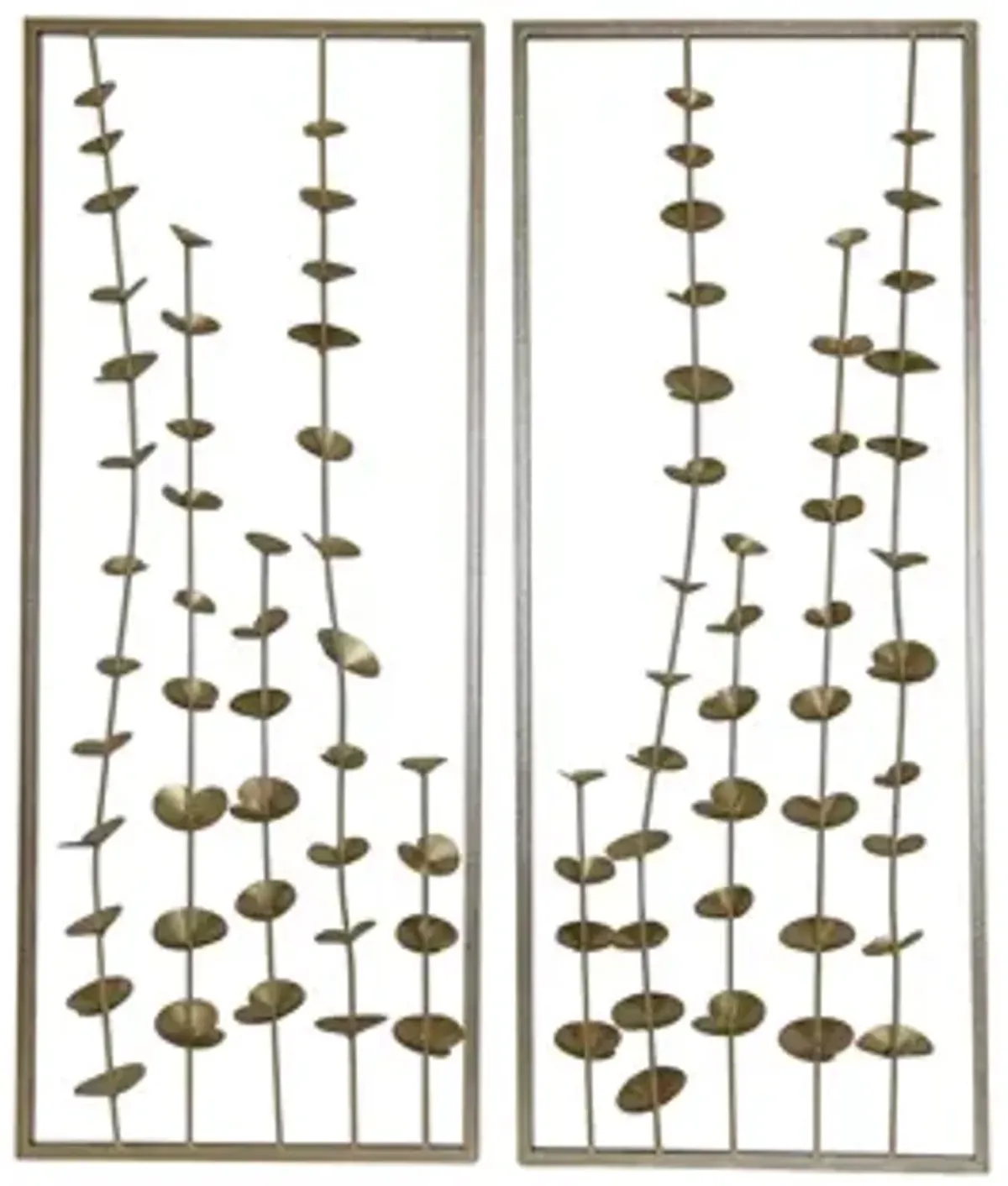 S/2 32" Small Blooms Metal Wall Panels, Gold