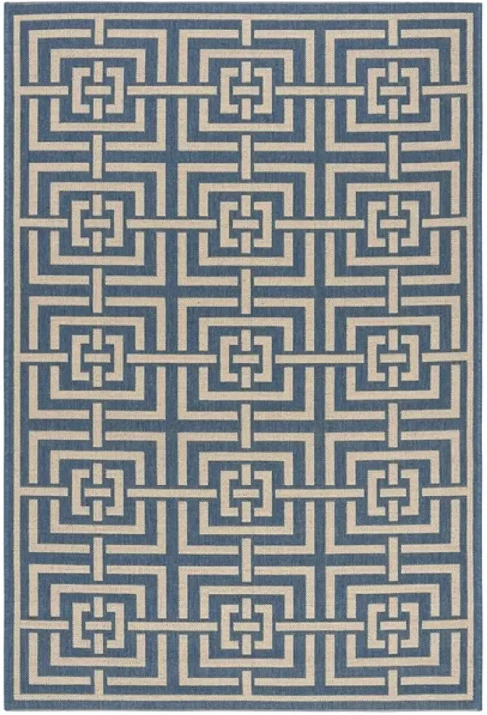 Safavieh BEACH HOUSE Collection BHS128M-4 Blue / Creme 4' X 6'