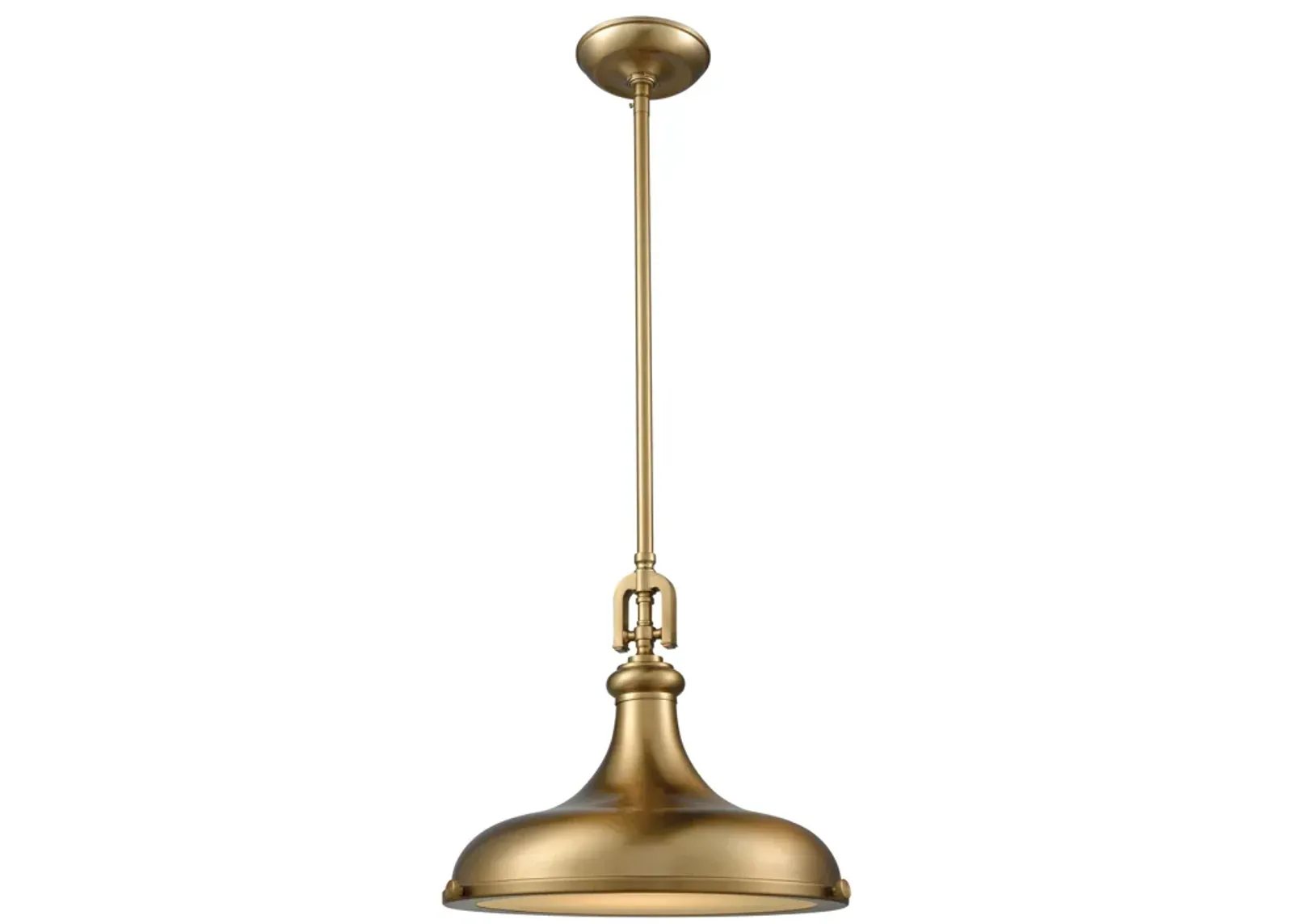 Rutherford 15" Wide 1-Light Pendant - Satin Brass