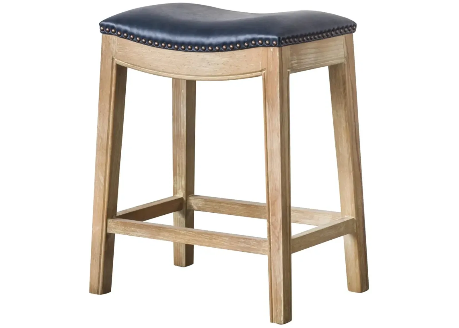 Elmo KD Bonded Leather Counter Stool Weathered Smoke Legs, Vintage Blue