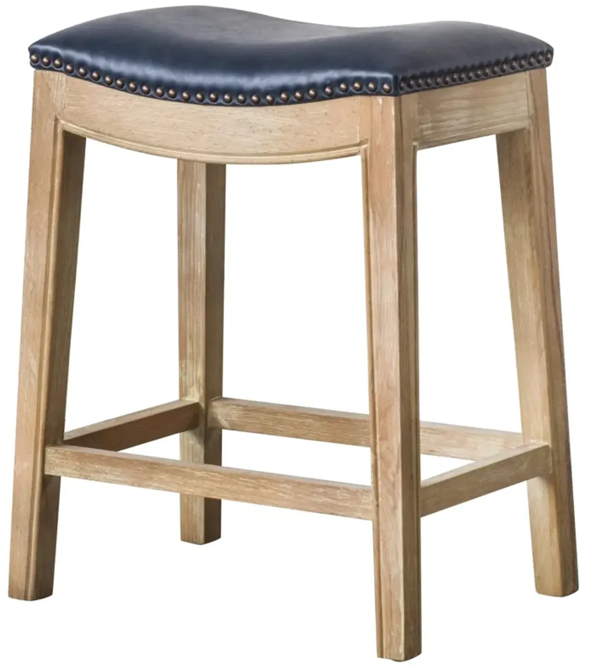 Elmo KD Bonded Leather Counter Stool Weathered Smoke Legs, Vintage Blue