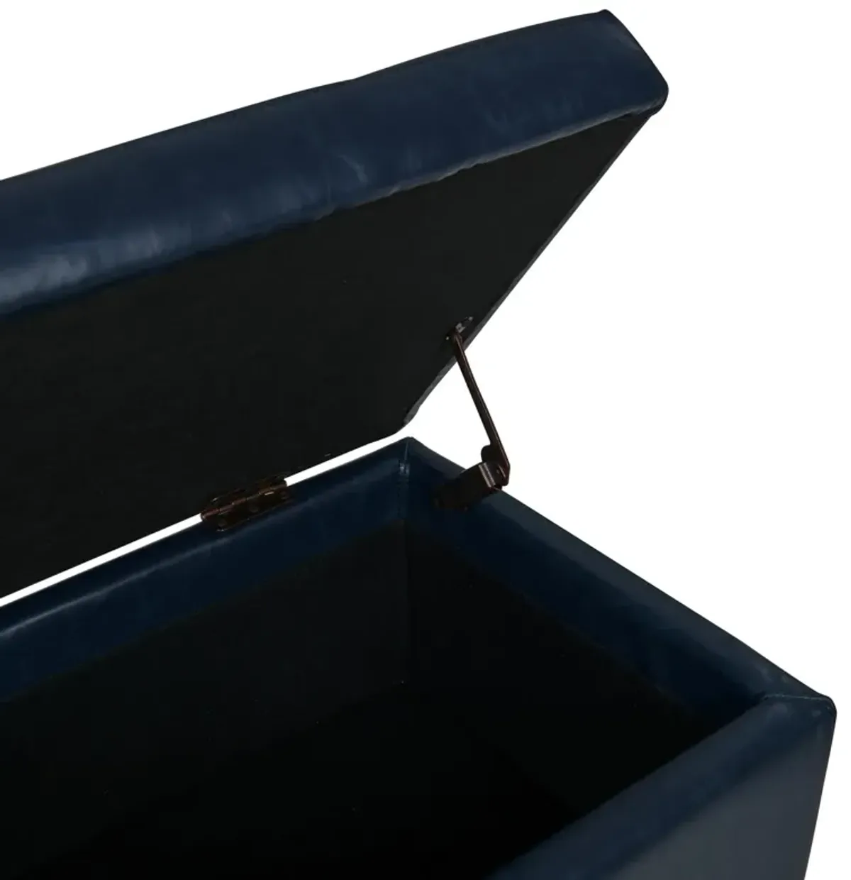 julian rectangular bonded leather storage ottoman, vintage blue