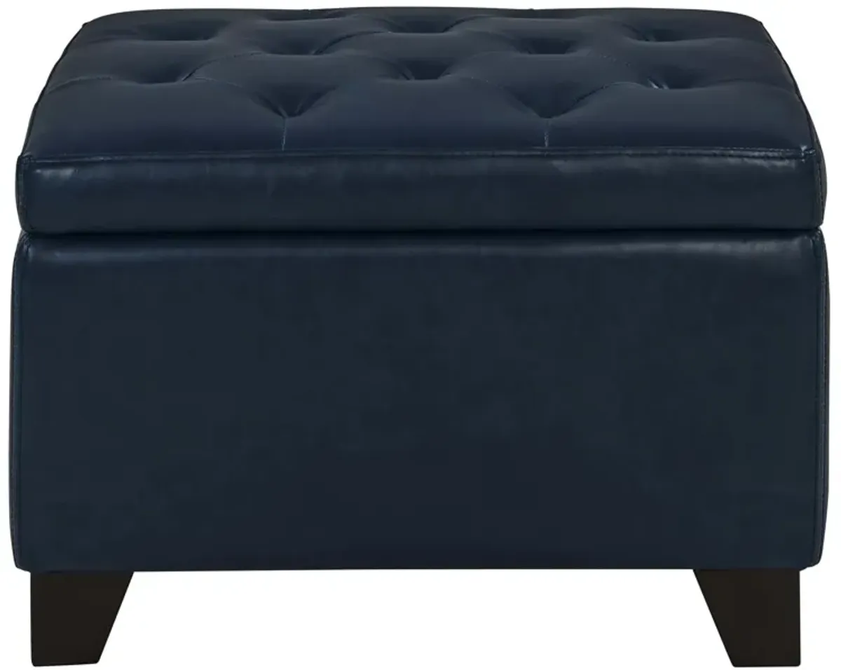 julian rectangular bonded leather storage ottoman, vintage blue