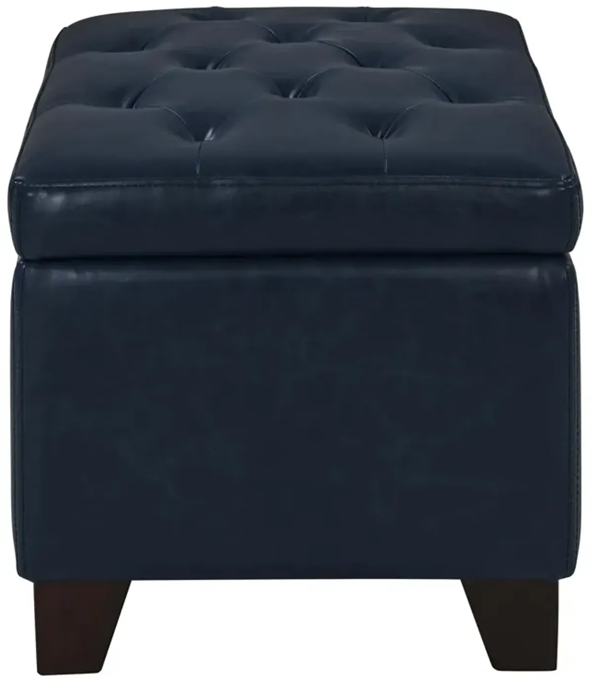 julian rectangular bonded leather storage ottoman, vintage blue