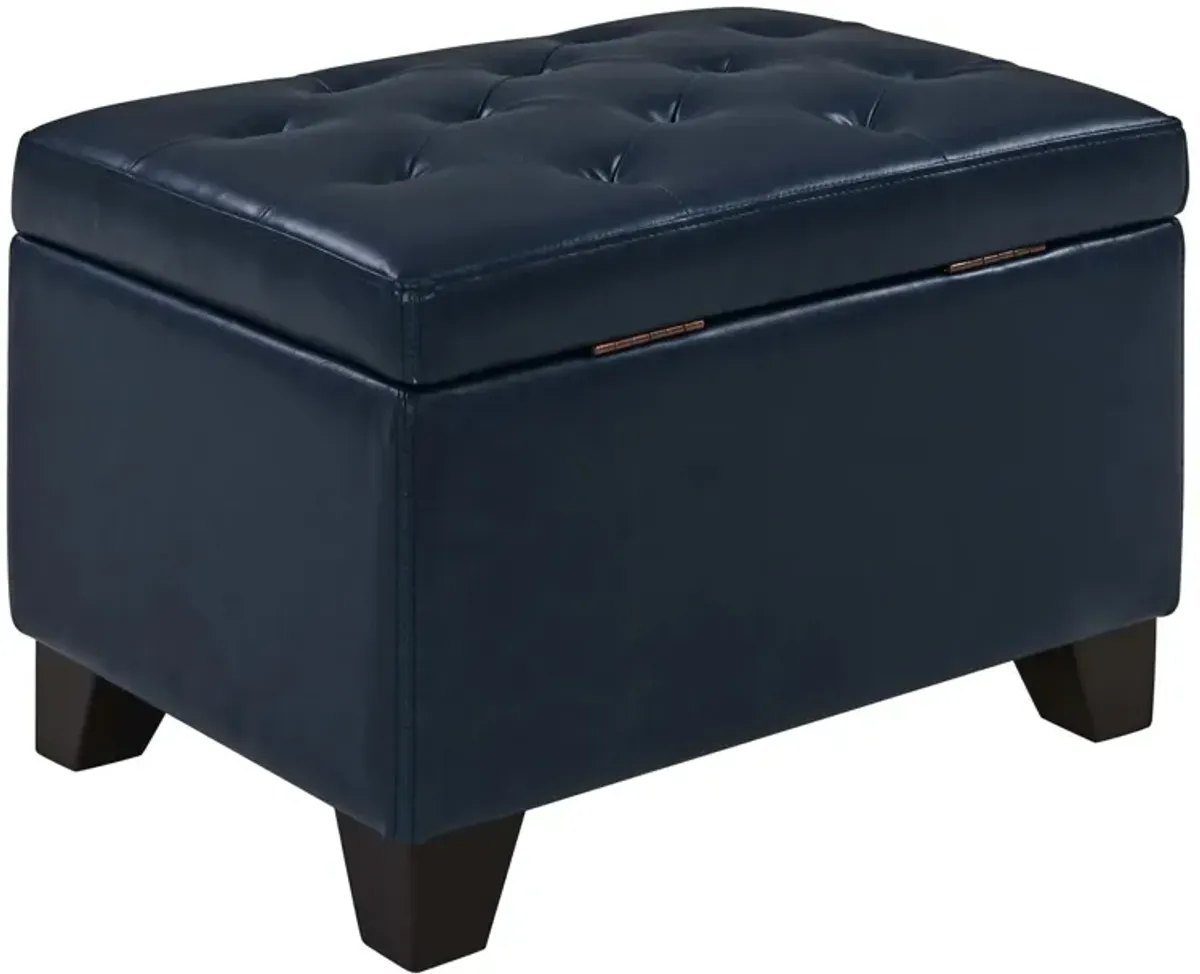 julian rectangular bonded leather storage ottoman, vintage blue