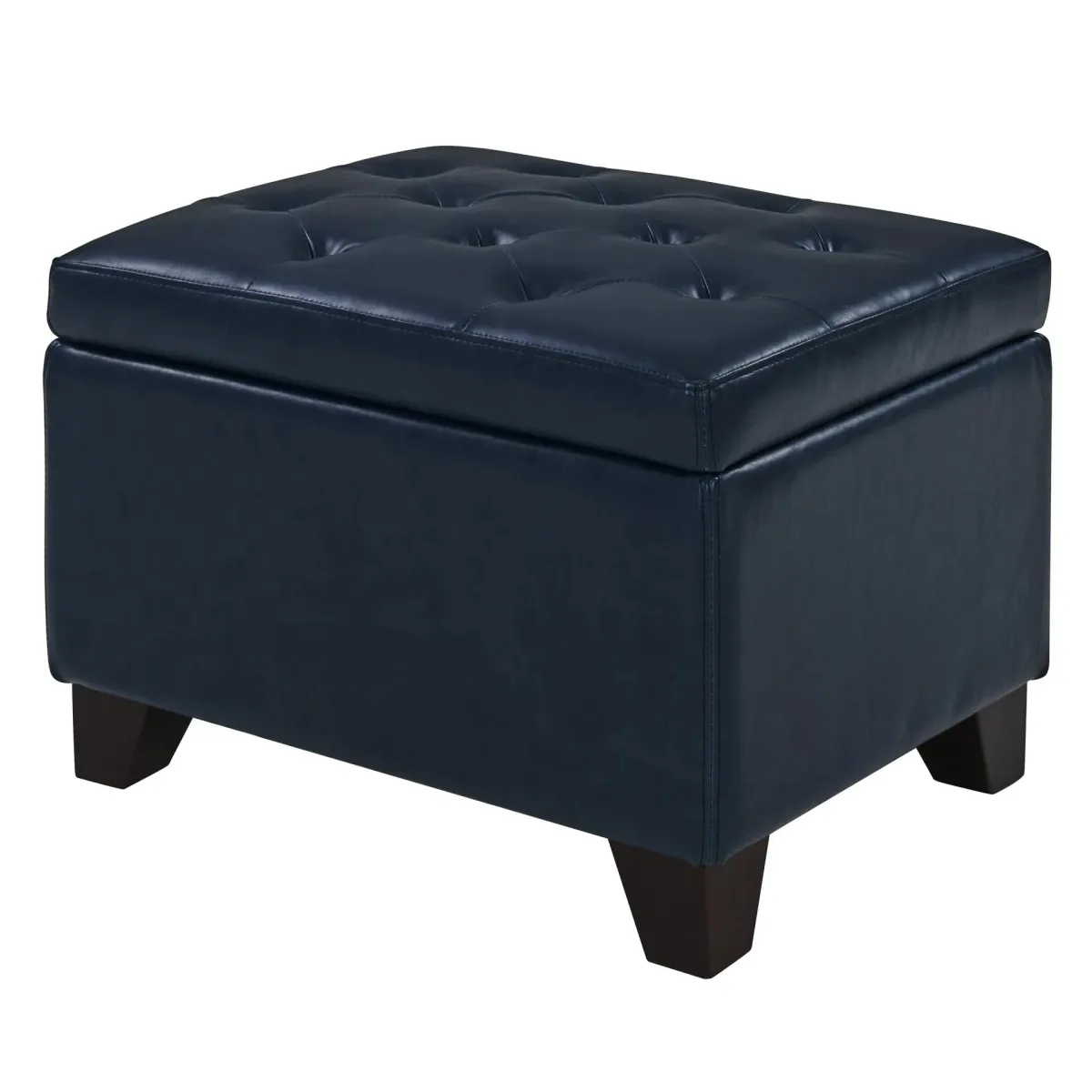 julian rectangular bonded leather storage ottoman, vintage blue