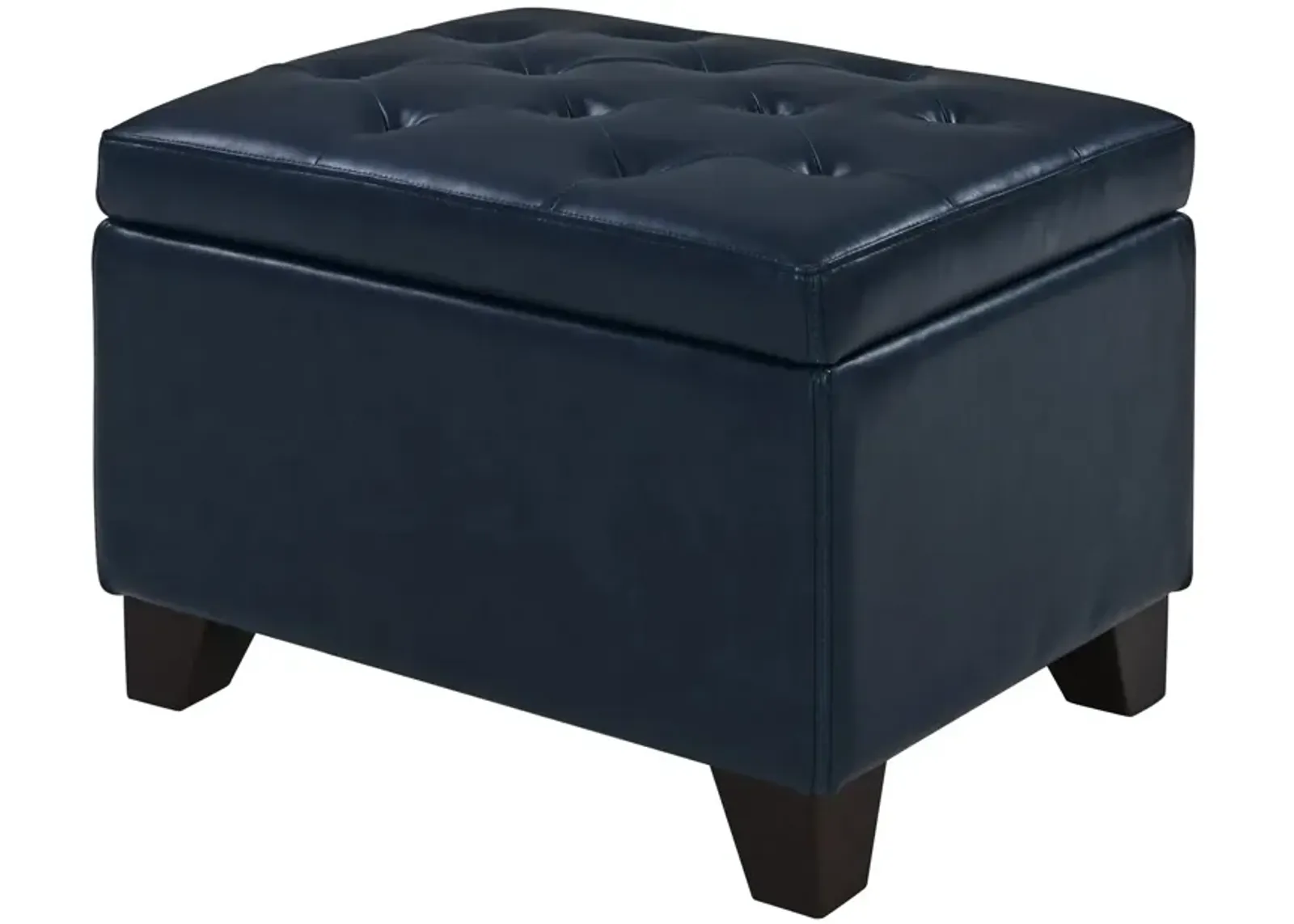 julian rectangular bonded leather storage ottoman, vintage blue