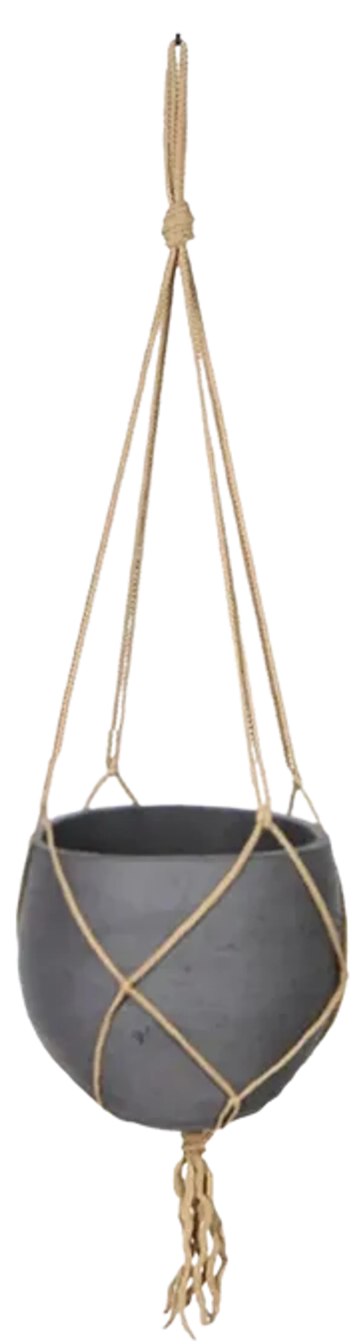 Craft Small Hanging Pot With Netting - Black Wash