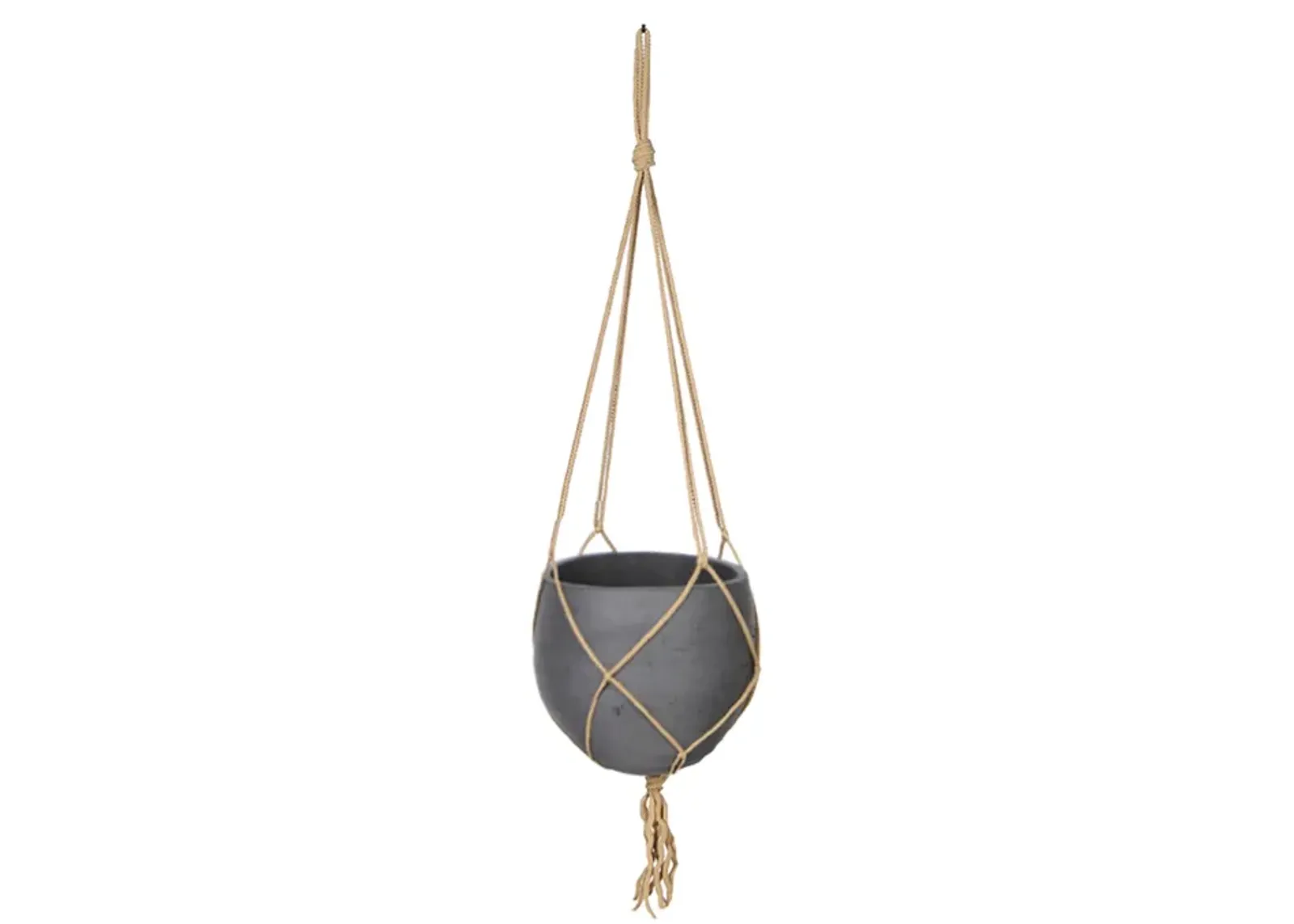 Craft Small Hanging Pot With Netting - Black Wash