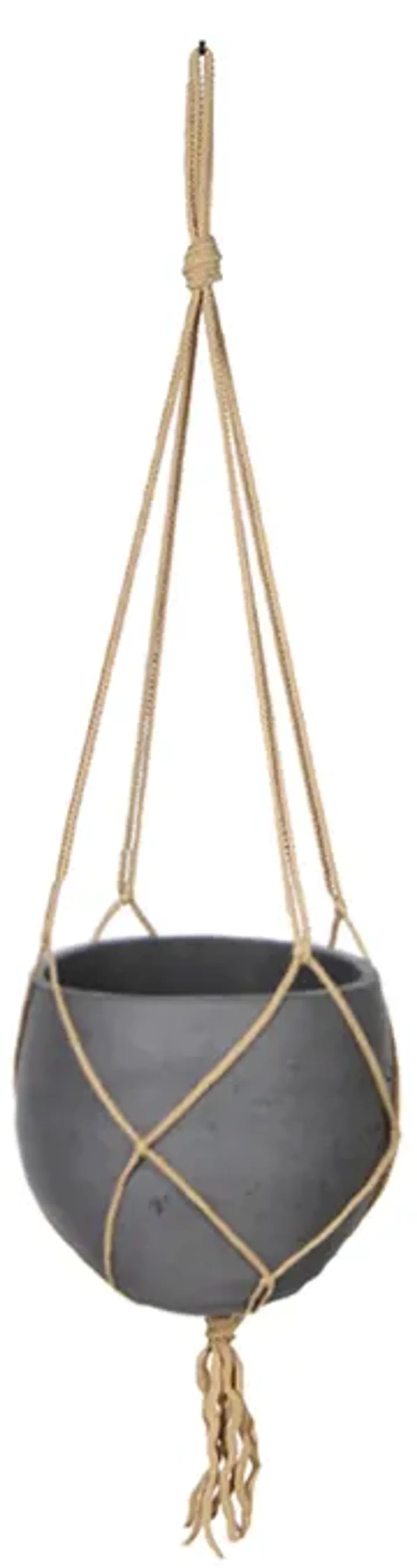 Craft Small Hanging Pot With Netting - Black Wash