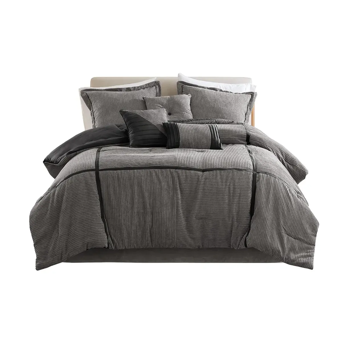 7 Piece Micro Corduroy Comforter Set