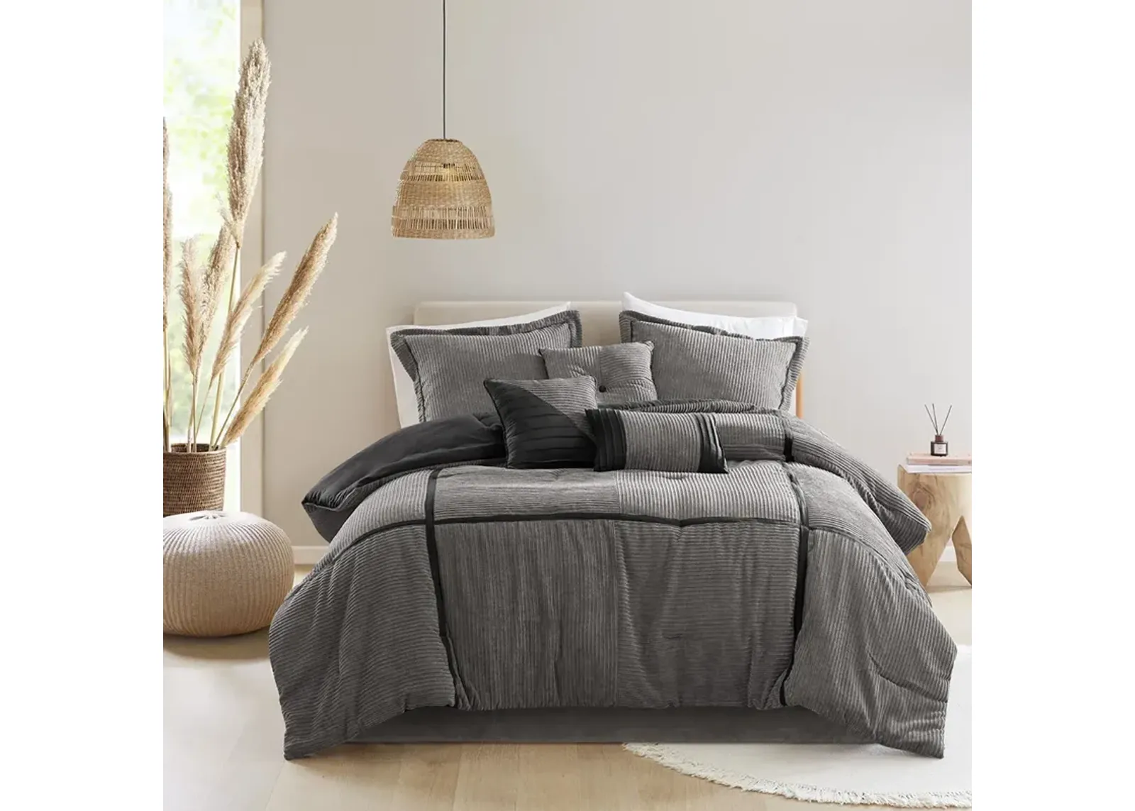 7 Piece Micro Corduroy Comforter Set