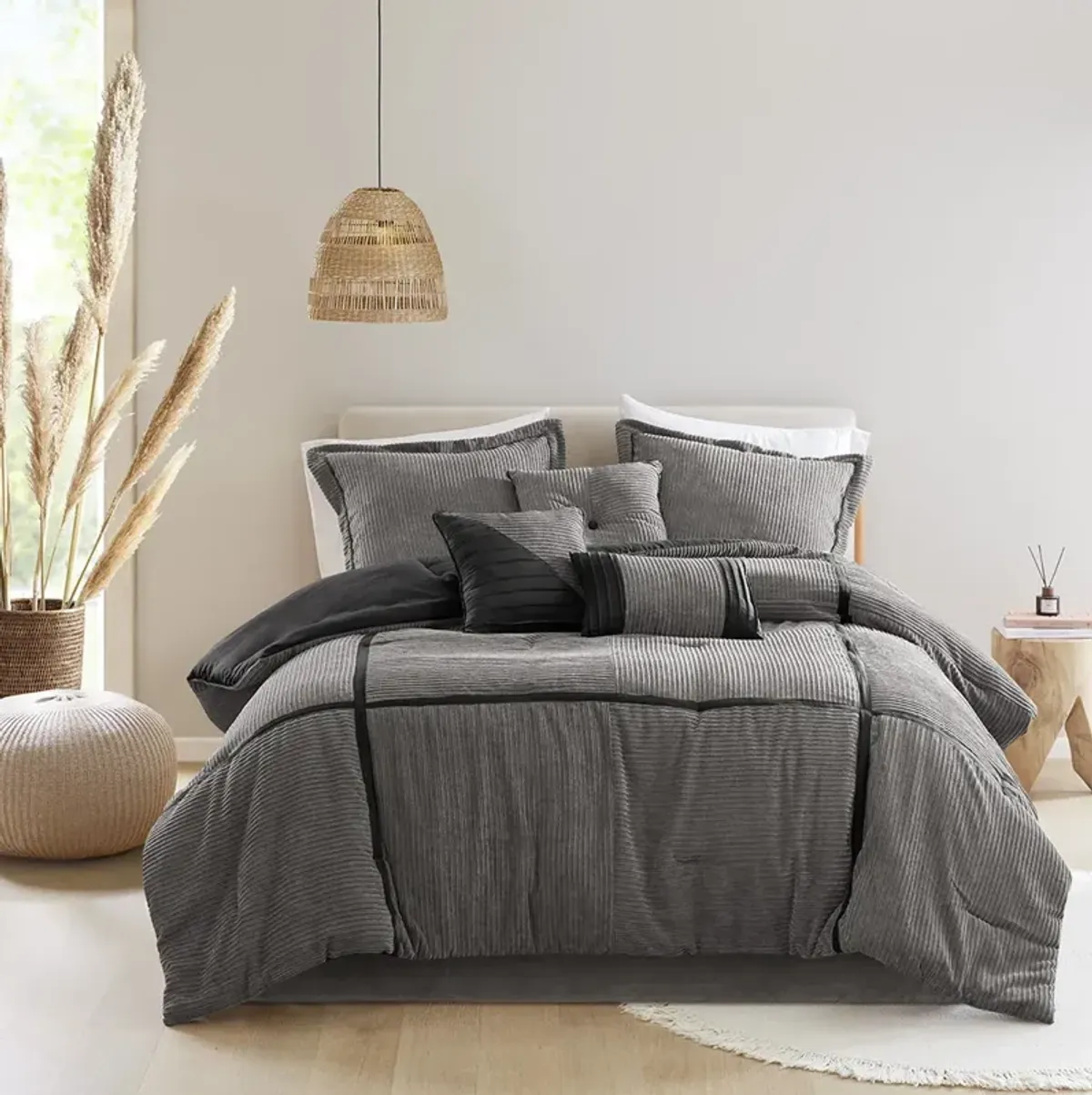 7 Piece Micro Corduroy Comforter Set