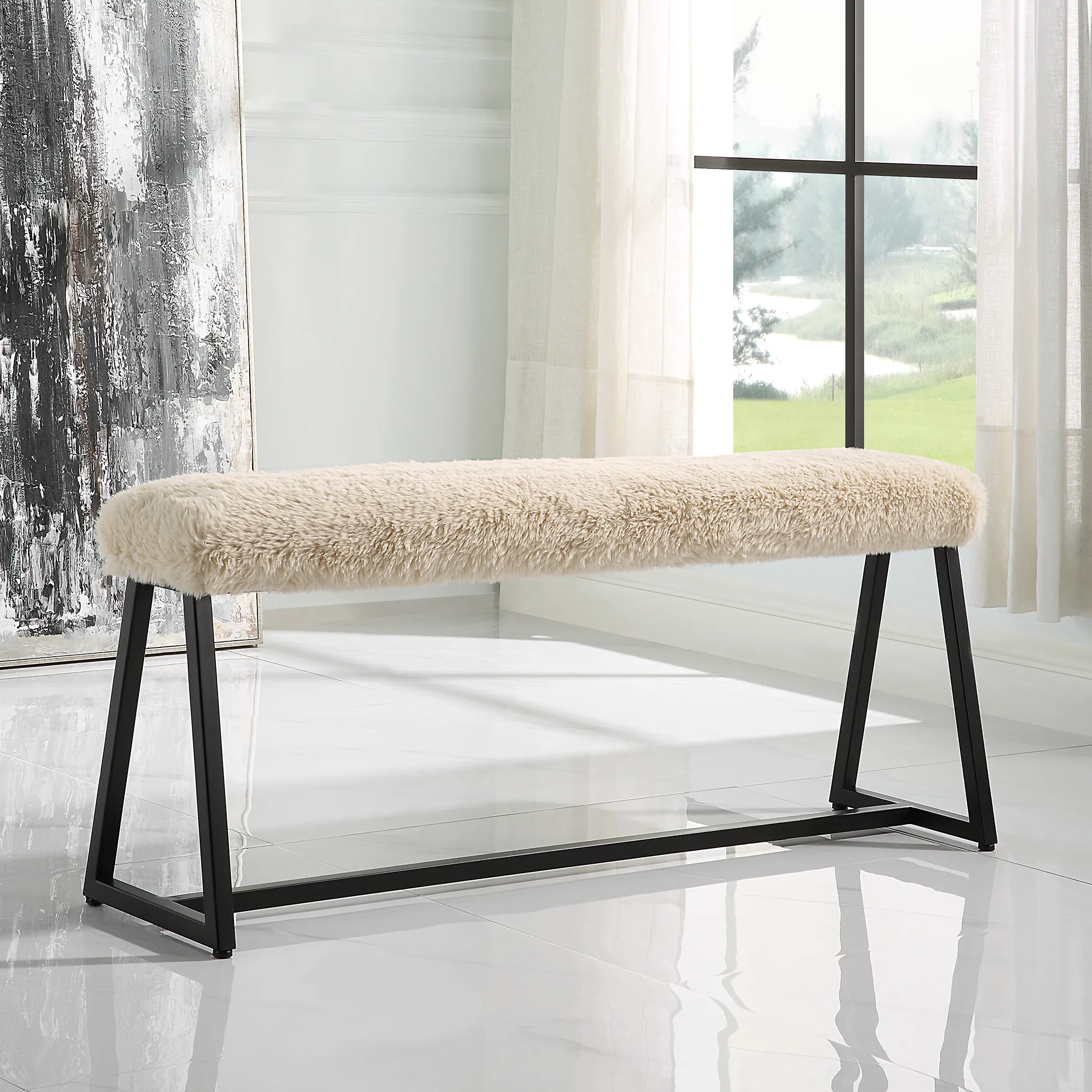 Taupo Sheepskin Bench