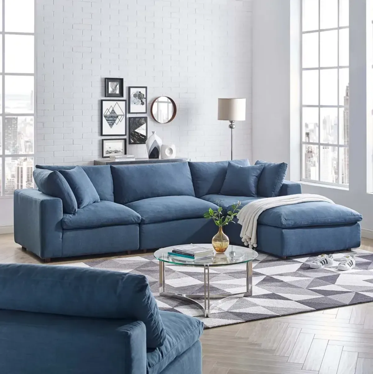 Commix Down Filled Overstuffed 4- Piece Sectional 