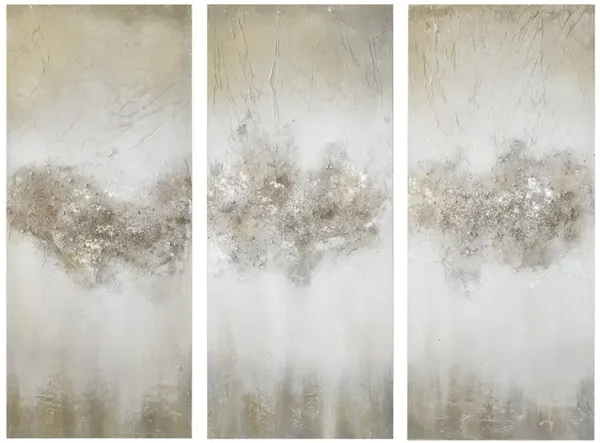 Madison Park Taupe Luminous Taupe Heavily Embellished 3-piece Canvas Wall Art Set