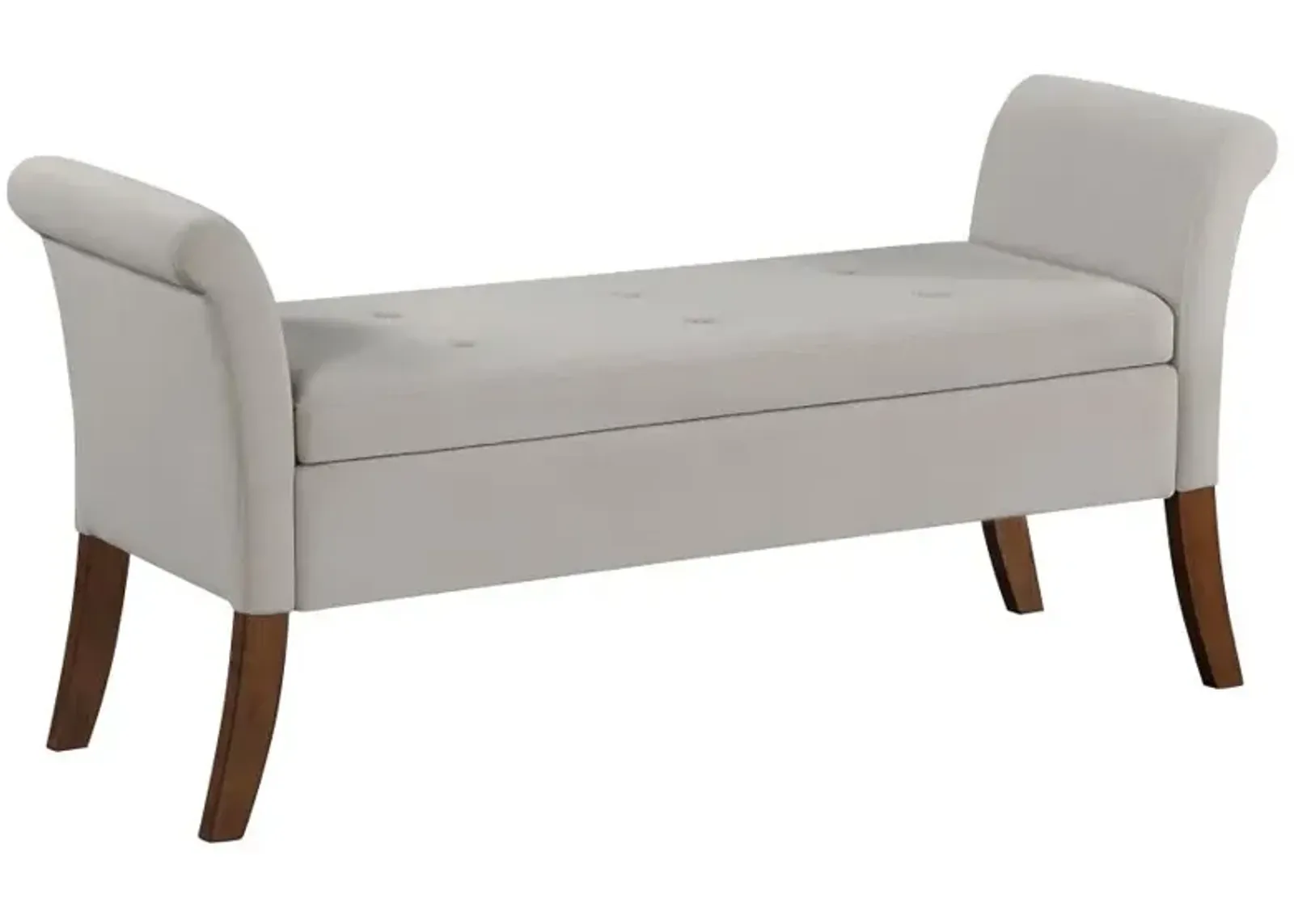 Farrah Upholstered Rolled Arms Storage Bench Beige and Brown