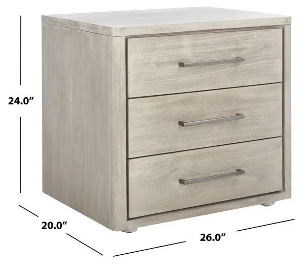 Rosey 3 Drawer Wood Nightstand