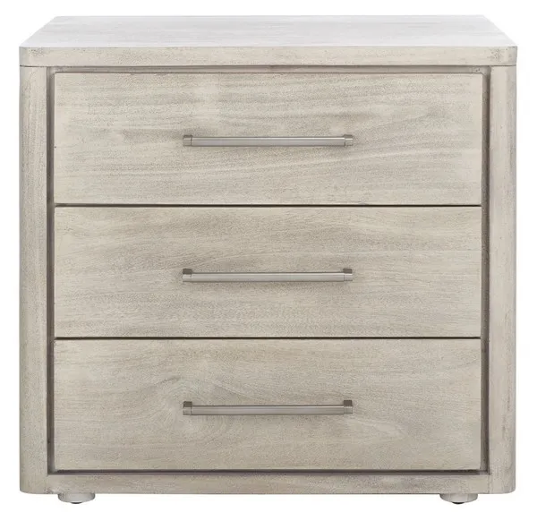 Rosey 3 Drawer Wood Nightstand